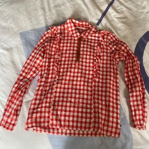 Scotch & soda gingham plaid red long sleeve blouse